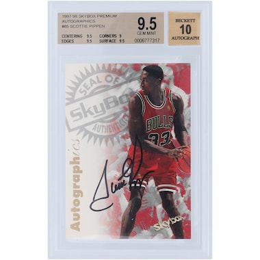 Scottie Pippen  Autographed 1997-98 Skybox Premium Autographics #85 BGS Authenticated 9.5/10 Card - 9.5,9,9.5,9.5 Subgrades