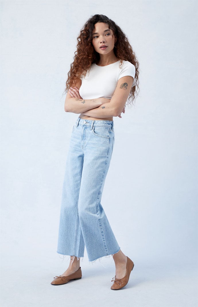 Image: Eco Light Blue Cropped Wide Leg Jeans