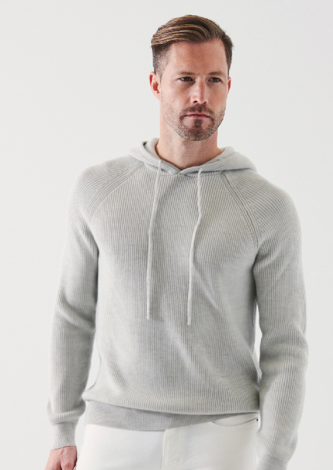 MERINO RIBBED HOODIE