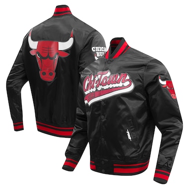  Pro Standard Black  Script Tail Full-Snap Satin Varsity Jacket