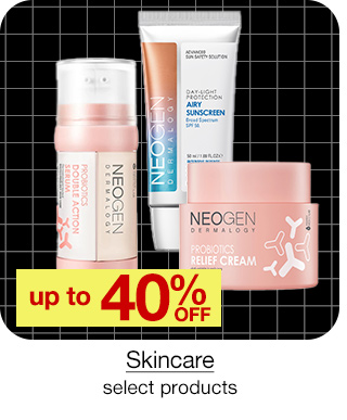 up to 40% off Skincare, select styles