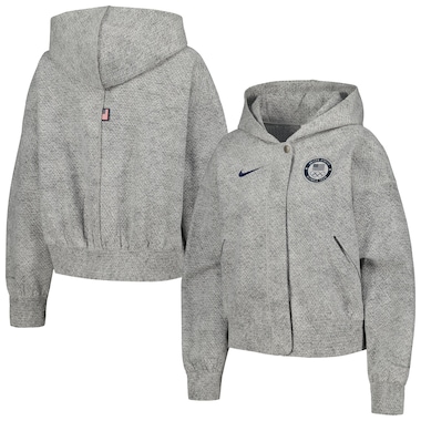  Nike Gray  Media Day Oversized Cropped Hoodie Performance Full-Zip Jacket