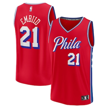  Fanatics Branded Joel Embiid Red  Fast Break Replica Player Jersey - Statement Edition