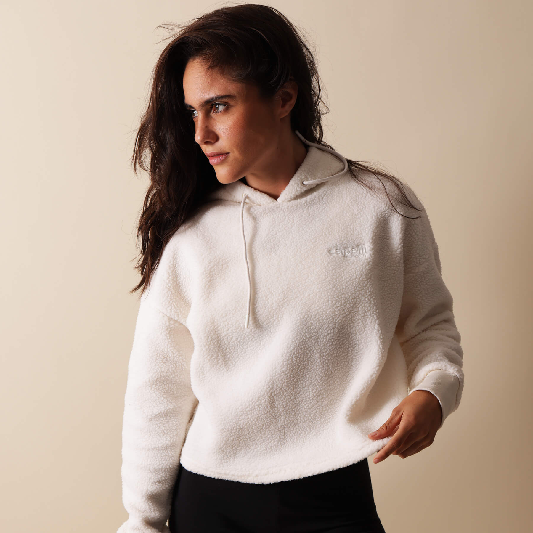 Image of WOMEN'S SHERPA CROPPED PULLOVER HOODIE