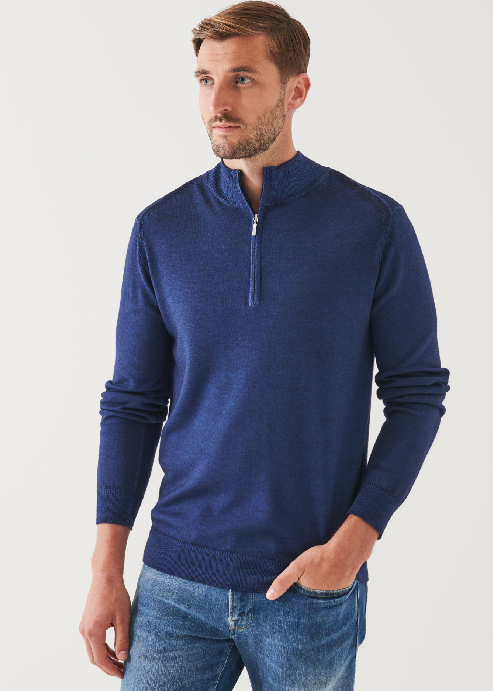 EXTRA-FINE MERINO COLD DYE QUARTER ZIP