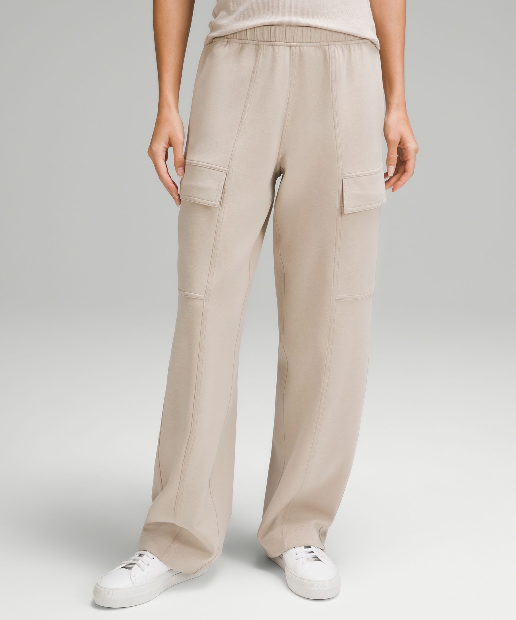 Cotton-Blend Double-Knit Mid-Rise Cargo Pant