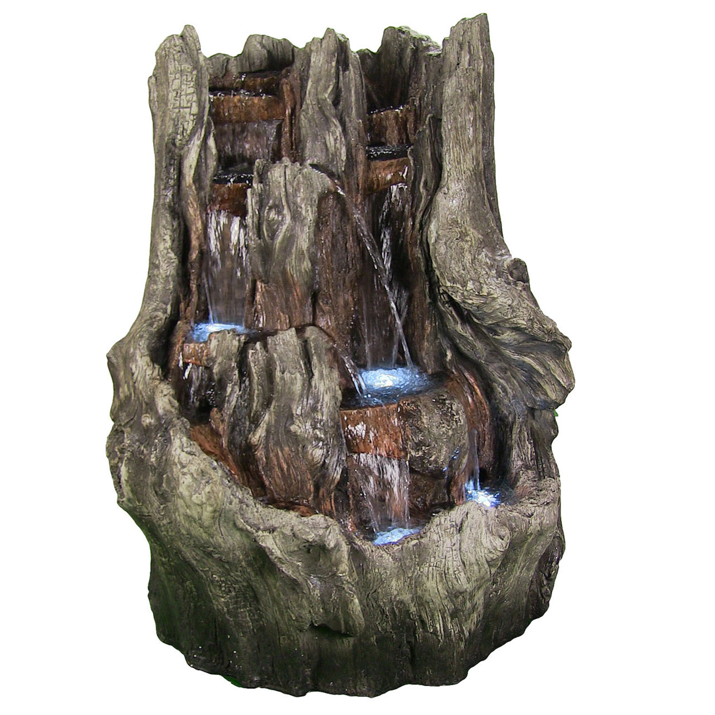 Sunnydaze Cascading Mountain Falls Outdoor Water Fountain with Lights