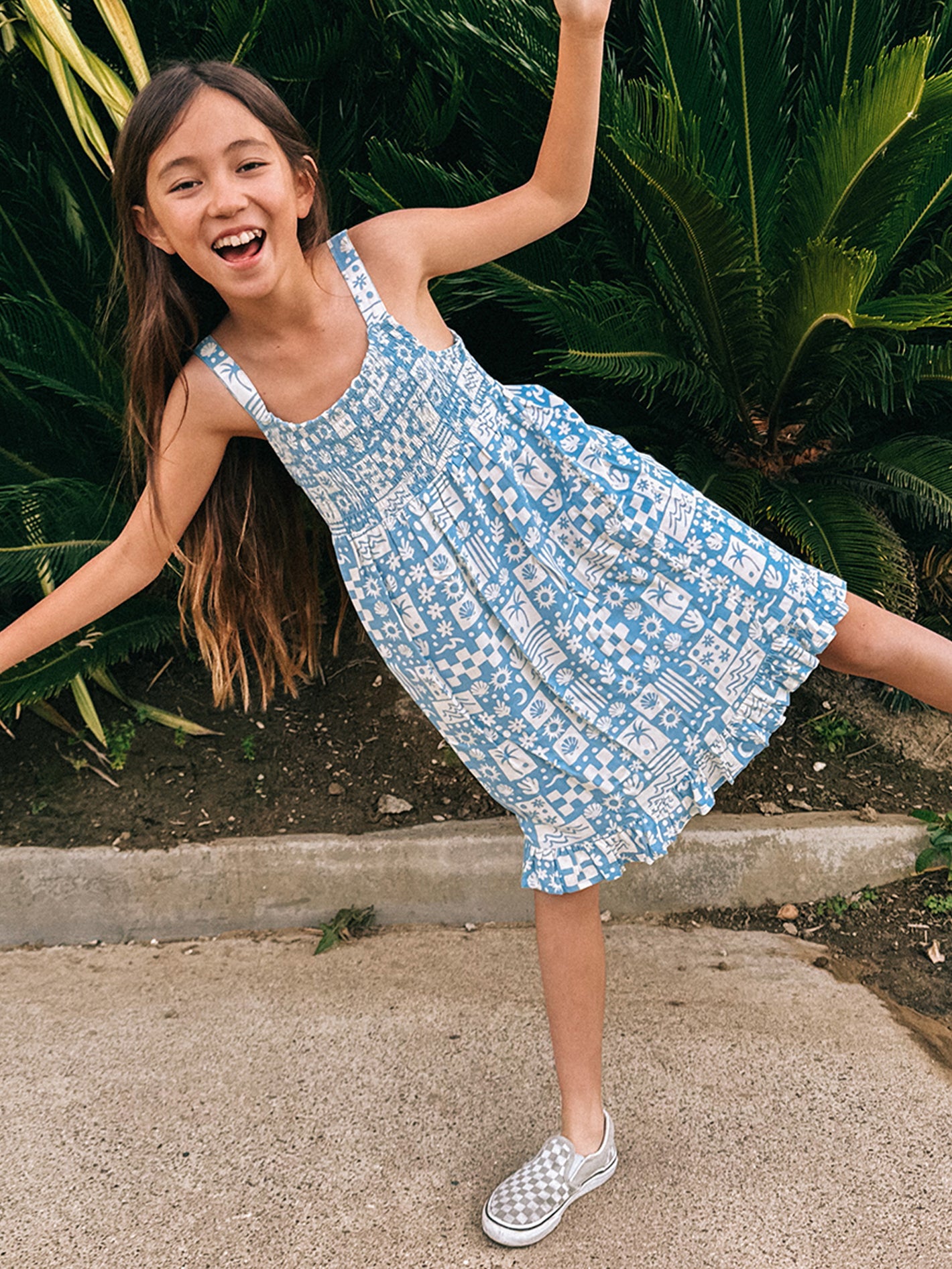 Image of Girls Hangin' Loose Dress - Laguna Blue