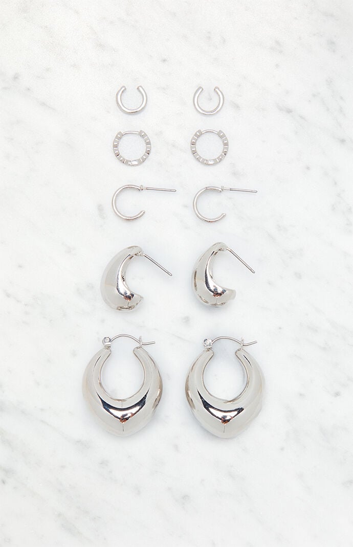 Image: 5 Pack Chunky Hoop Earrings