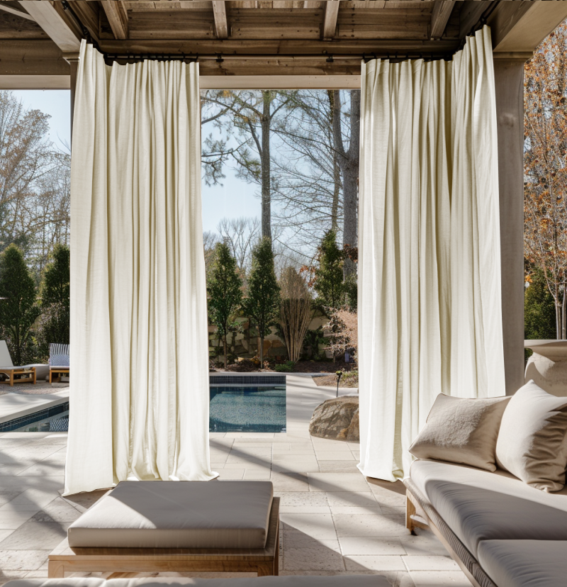 Noah Linen Look Lightweight Waterproof Custom Outdoor Curtain