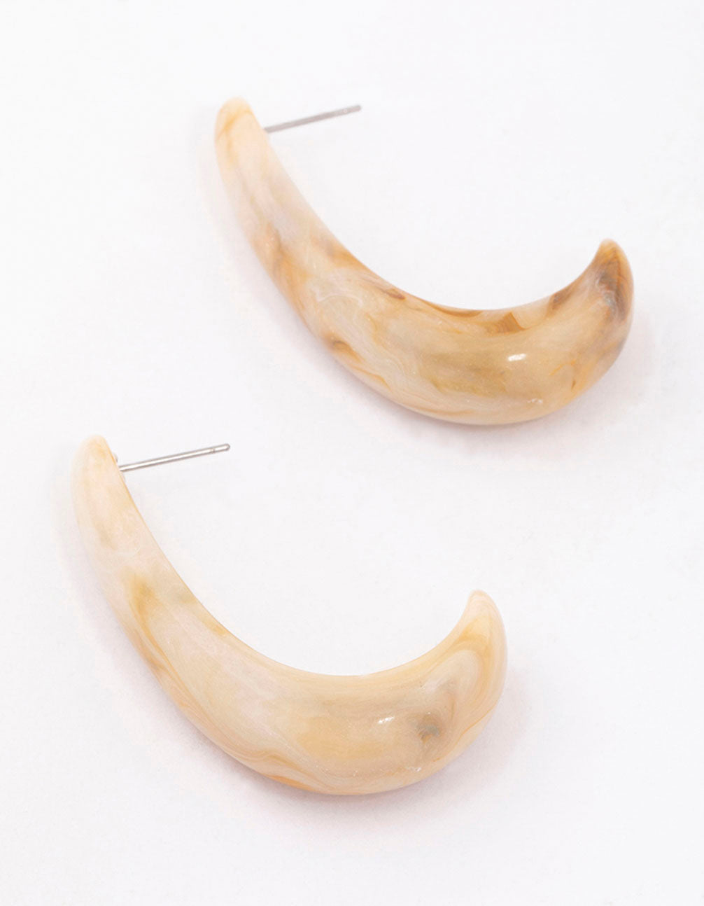 Image of Neutral Marble Elongated Hoop Earrings