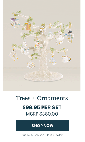 Trees + Ornaments  $99.95 PER SET  [SHOP NOW] Priced as marked. Details below.