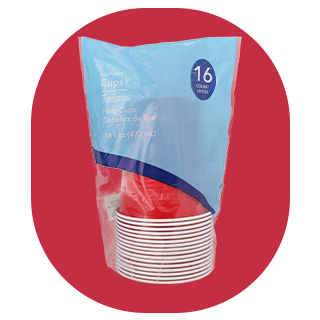 16-ct. red plastic party cups