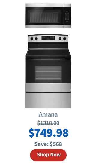 Amana 4.8 CuFt Freestanding Electric Range with 1.6 CuFt 1000 Watt Over-The-Range Microwave in Stainless Steel