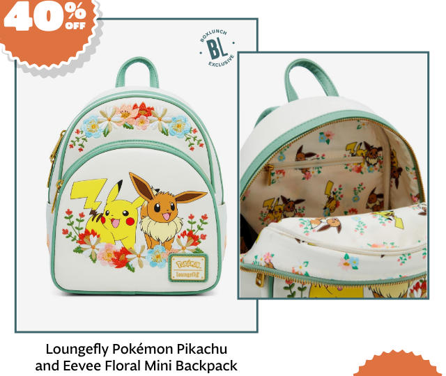 Loungefly Pokemon Pikachu and Eevee Floral Mini Backpack