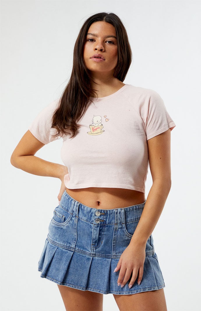 Image: Kewpie Teacup Raglan Cropped T-Shirt