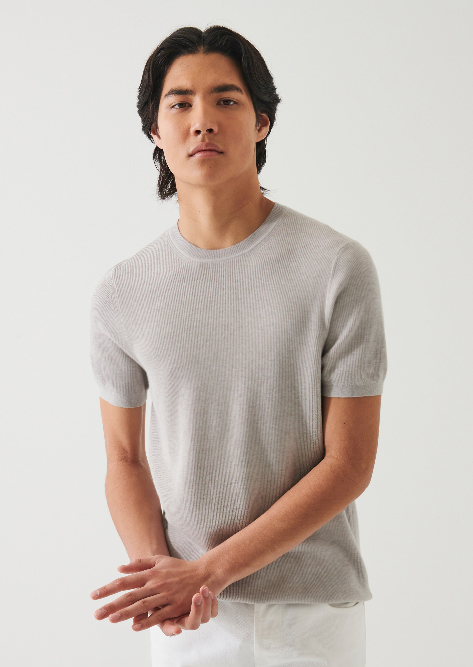 COTTON CASHMERE RIBBED CREWNECK