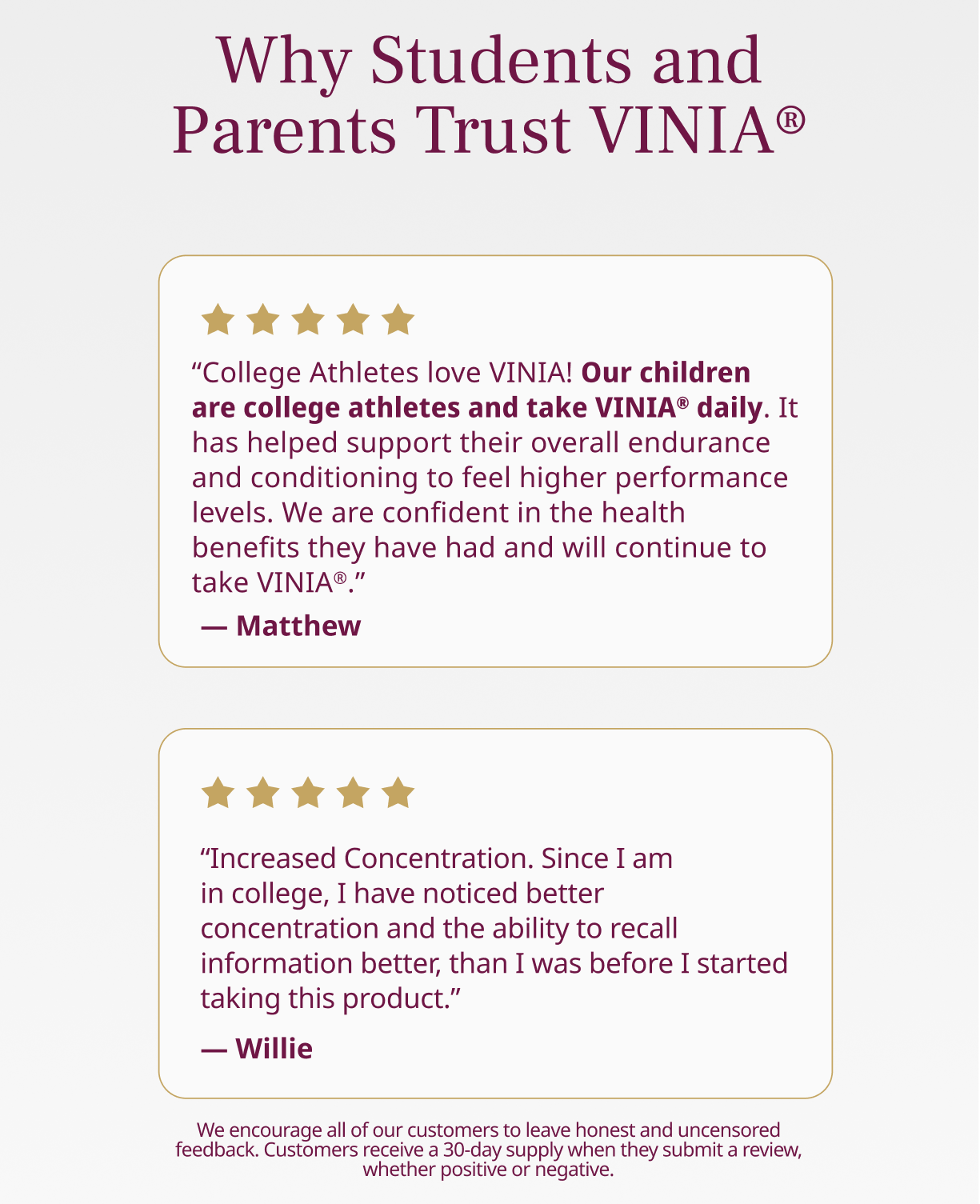 Why Students and Parents Trust VINIA®