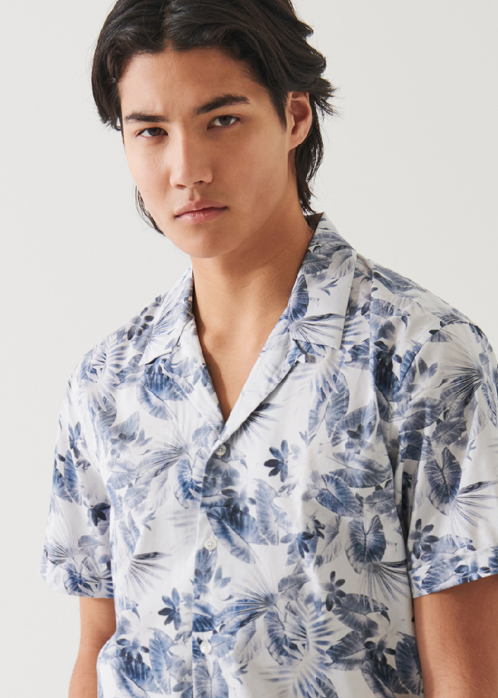 LEAF PRINT COTTON SHIRT