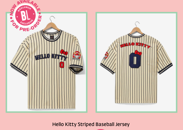 Hello Kitty Striped Baseball Jersey Now Available for Pre-Order