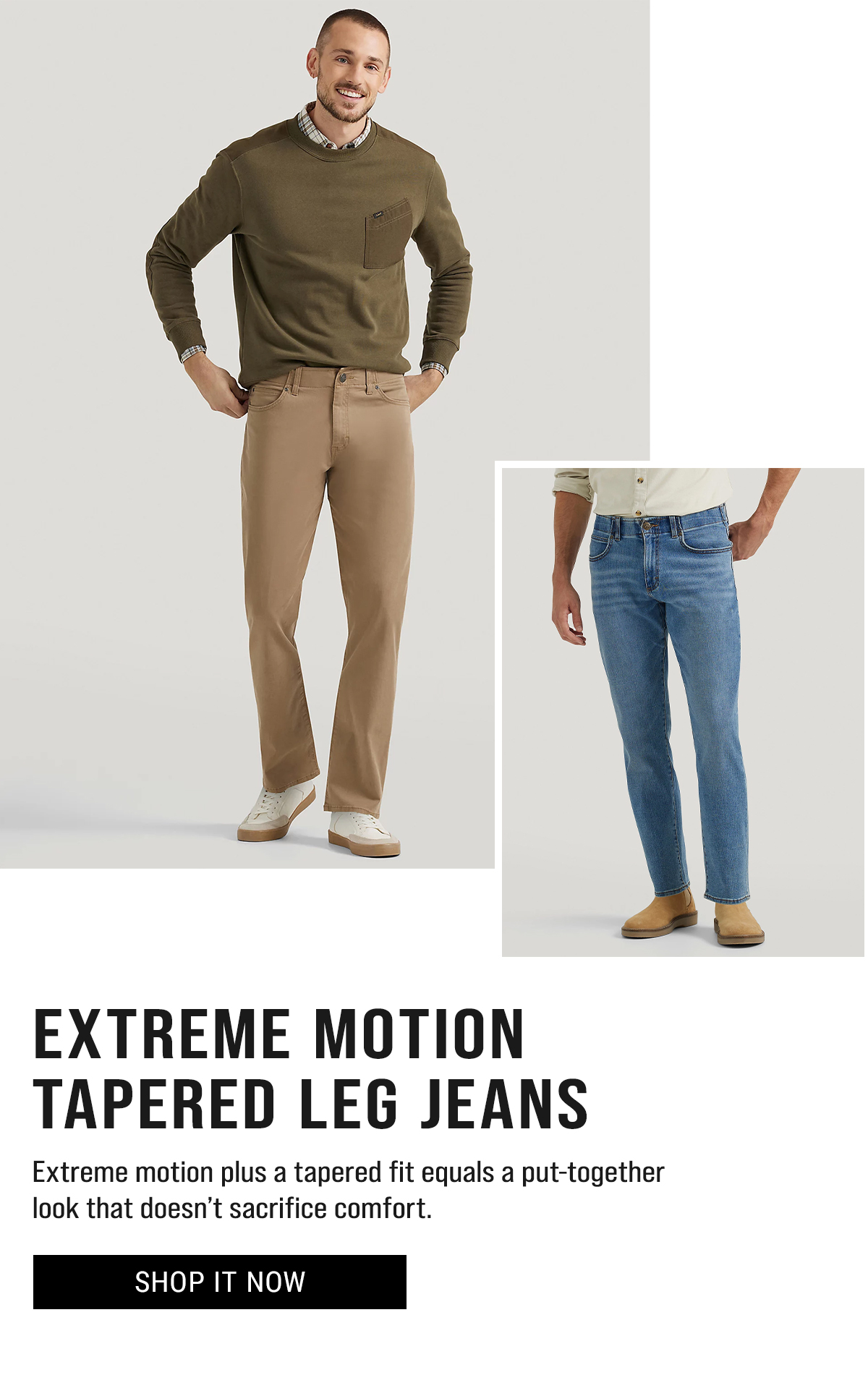 Extreme Motion Tapered Leg Jeans. Extreme motion plus  atapered fit equals a put-together look that doesn't sacrifice comfort. Shop It Now