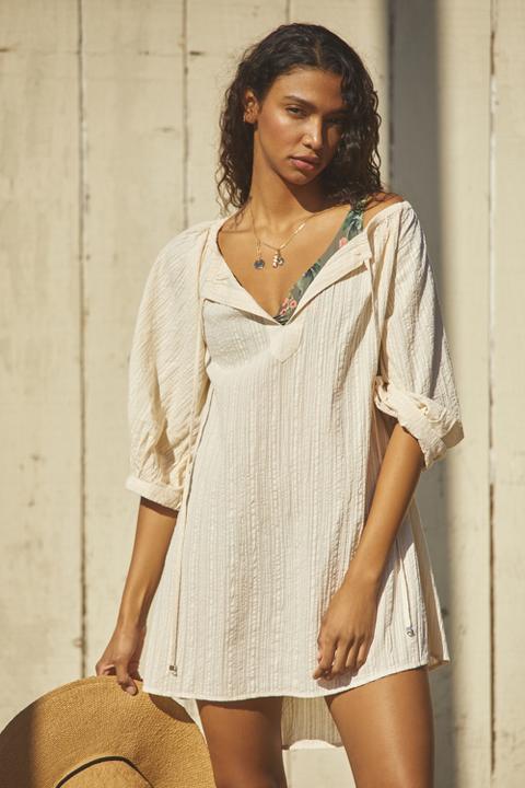 By Anthropologie Off-The-Shoulder Cover-Up Mini Dress