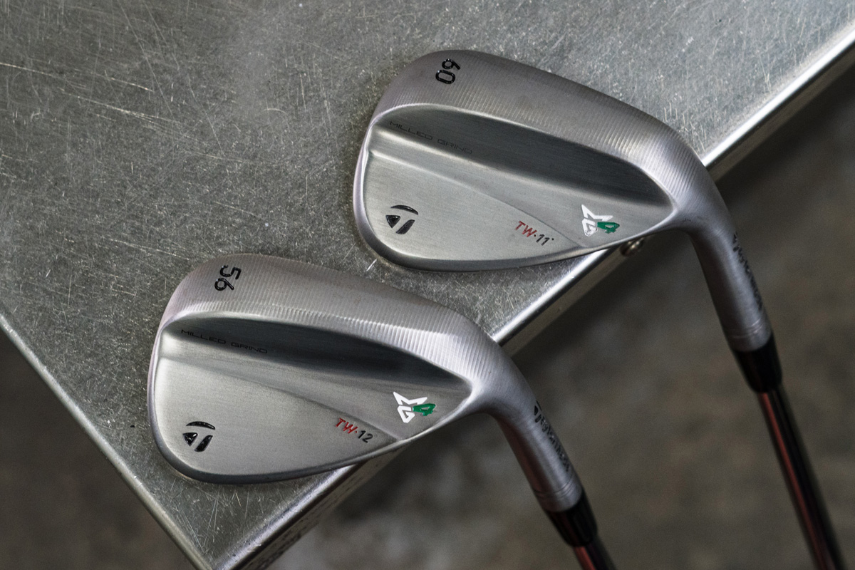 MG4 Raw Tiger Grind 56 and 60 degree wedges next to each other on the tour table