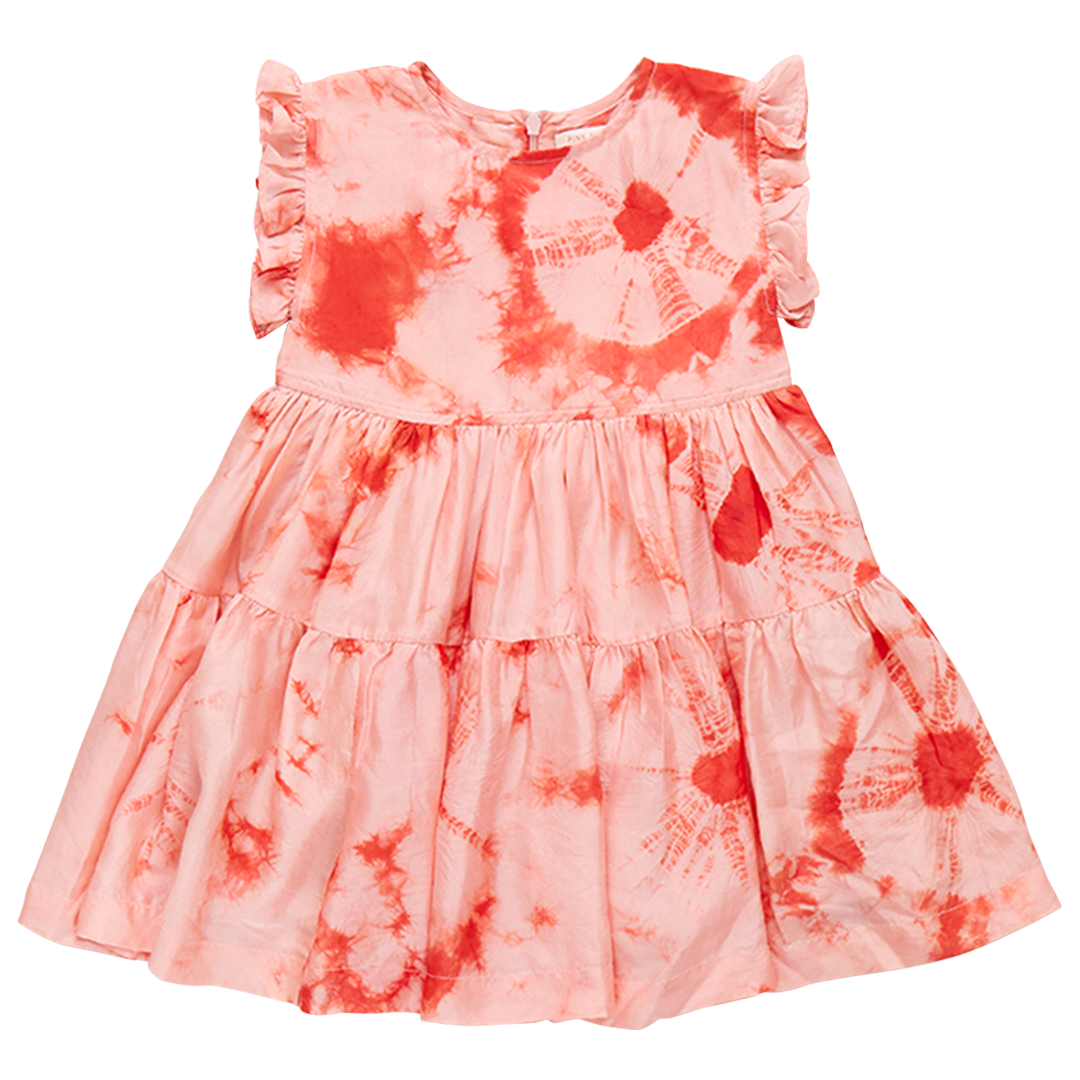 Image of Girls Silk Polly Dress - Mellow Rose Tie Dye