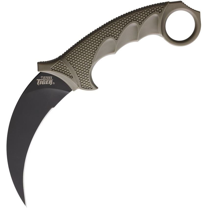 Cold Steel 49KSTDEBK Steel Tiger Karambit Black Fixed Blade Knife Dark Earth Handles