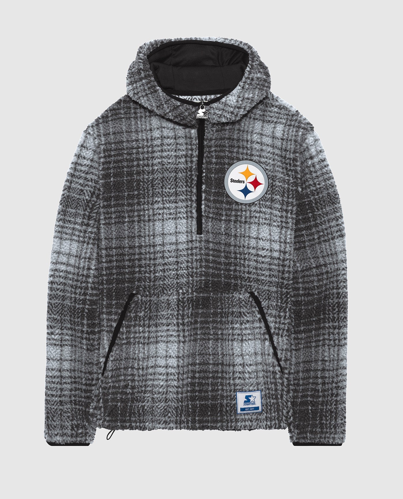 Image of Pittsburgh Steelers Gus Plaid Sherpa Pullover Jacket