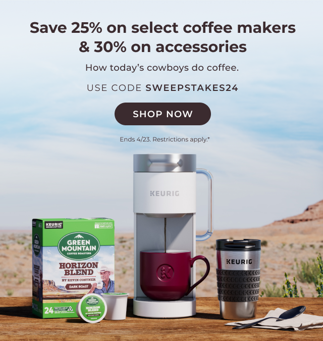 Save 25% on coffee makers with code SWEEPSTAKES24