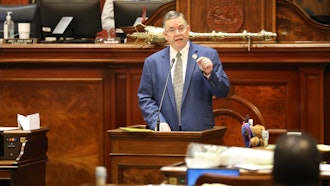 South Carolina Rep. John McCravy, R-Greenwood, speaks on the floor of the state House, Feb. 14, 2024.