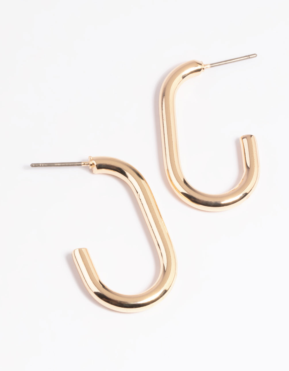 Image of Gold Rectangle Hoop Earrings