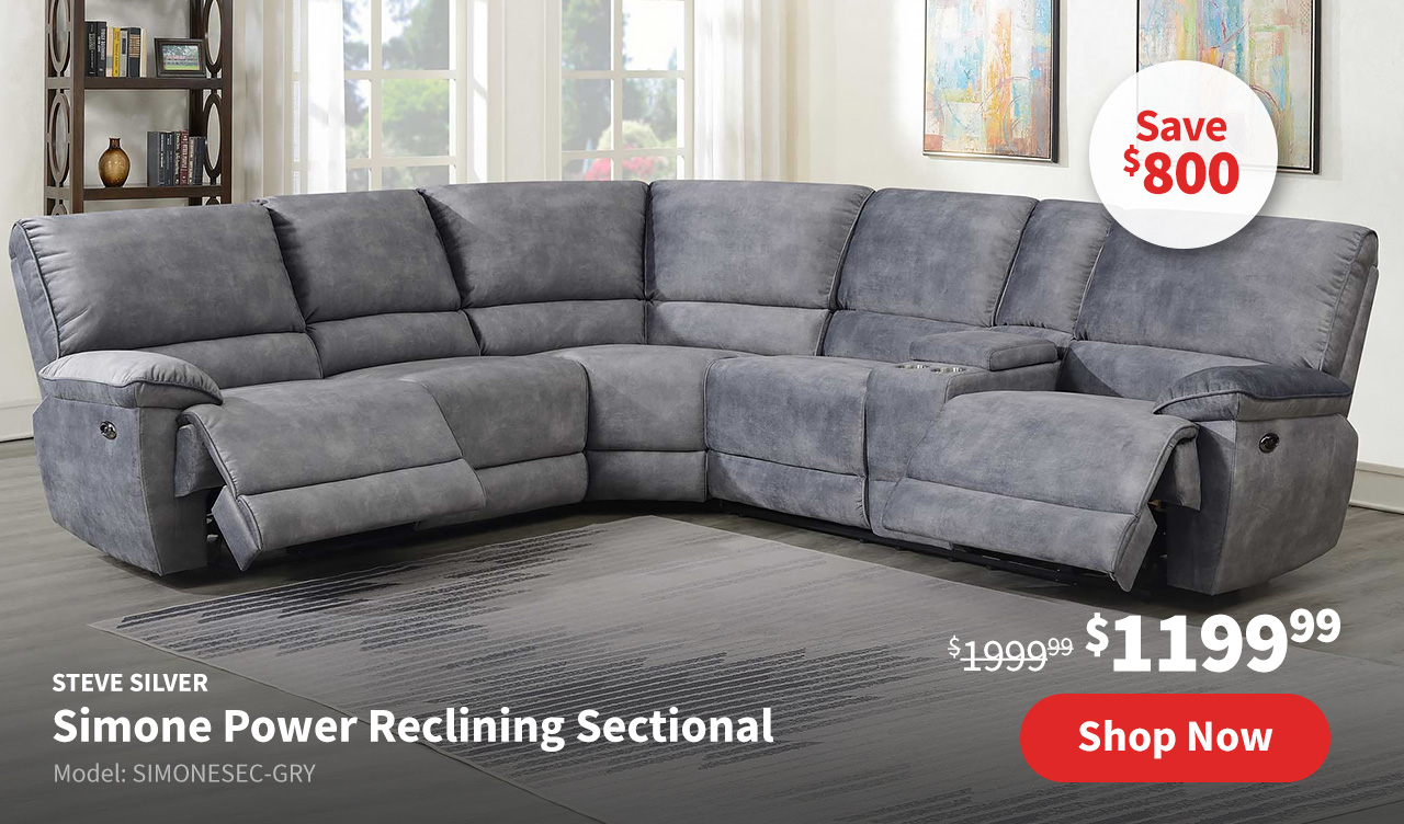 STEVE SILVER Simone Power Reclining Sectional