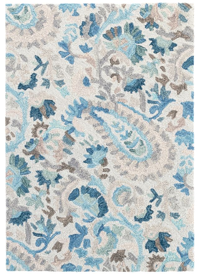 Image of Ines Blue Hand Micro Hooked Wool Rug