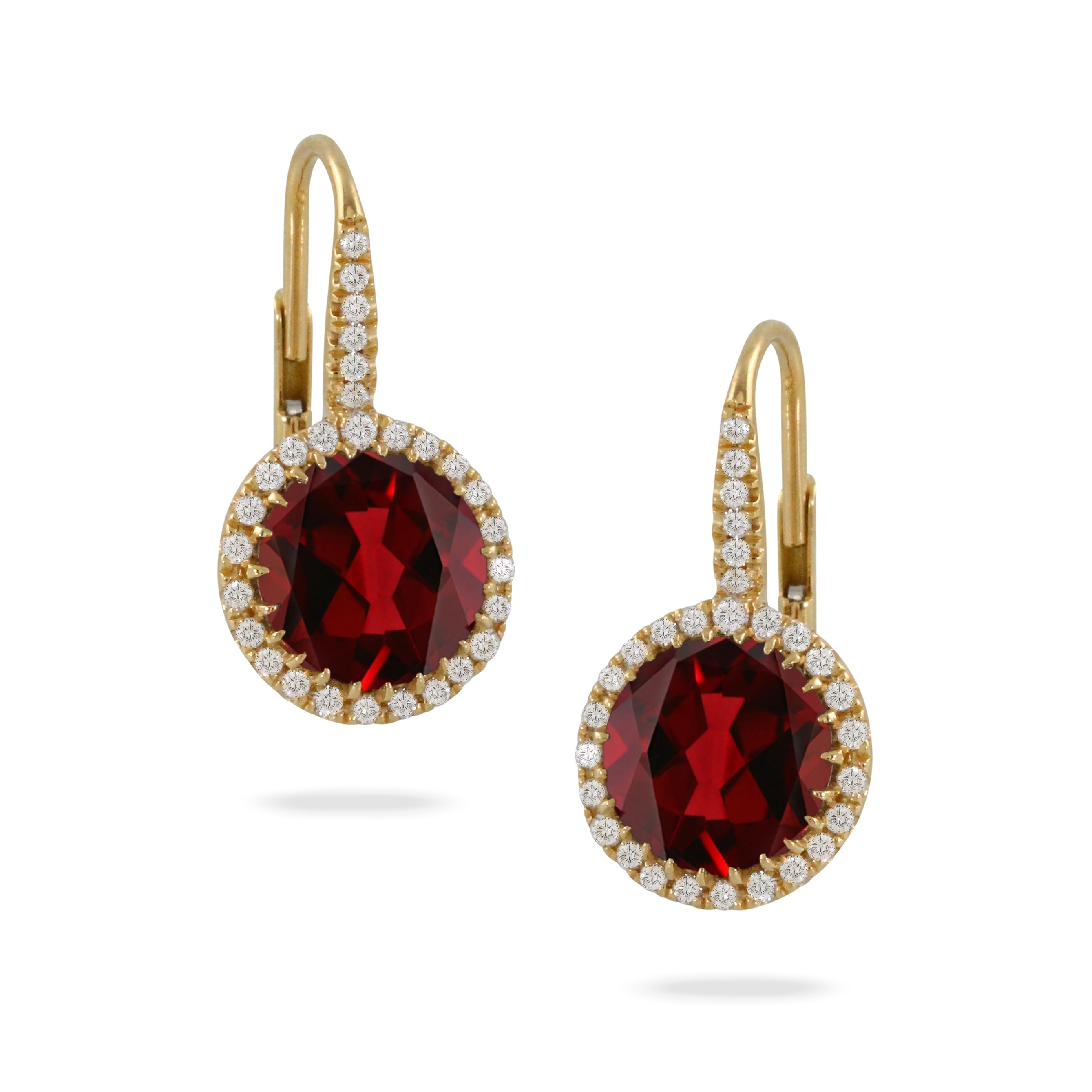 Image of Garnet and Diamond Earrings Gold