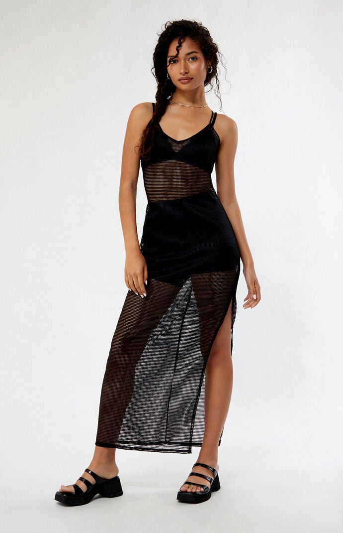 Image: Mesh Tie Back Midi Dress