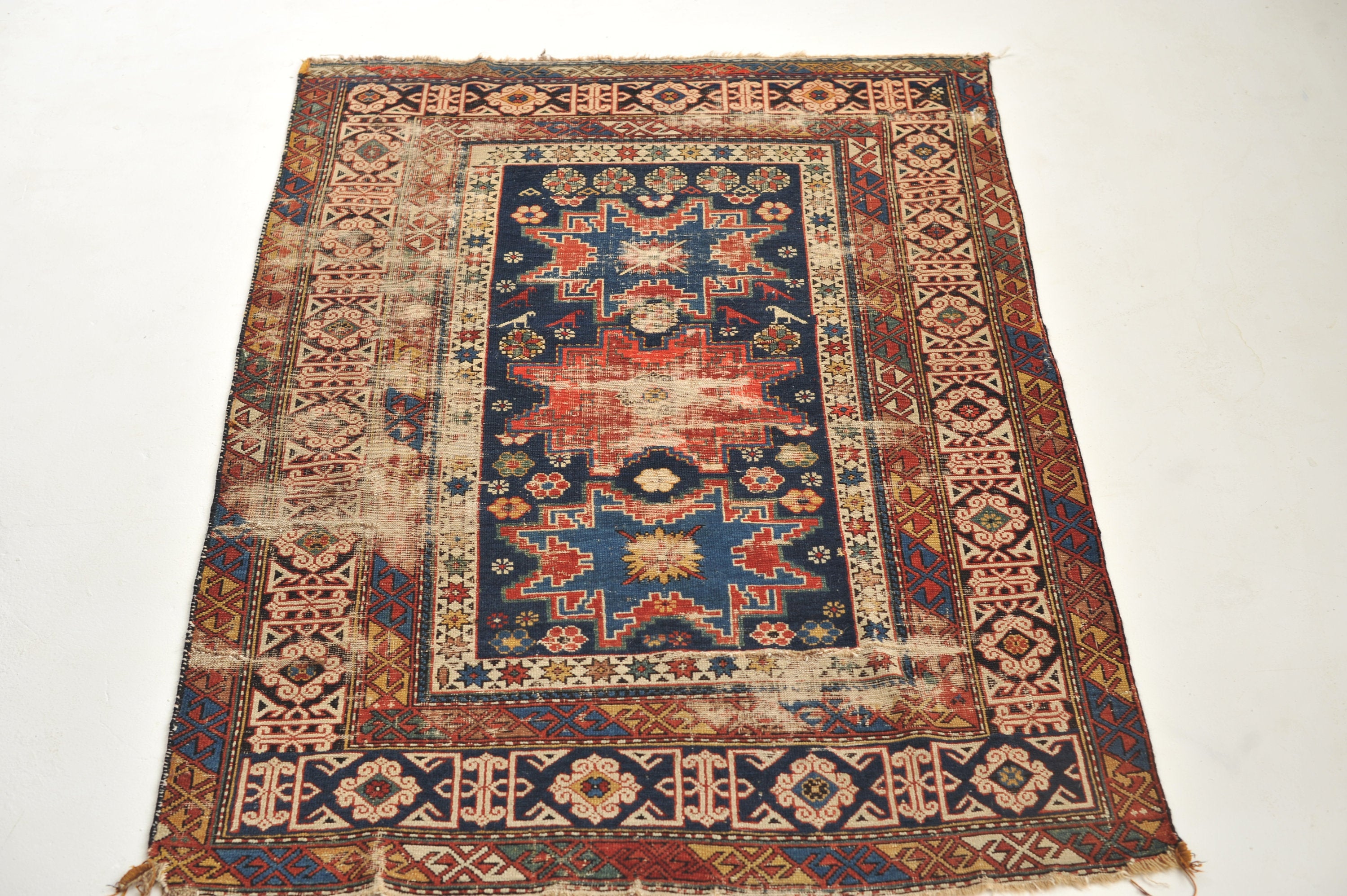 Image of 3 x 5 | Incredible Antique Rug from the Caucasian Mountains | Drake