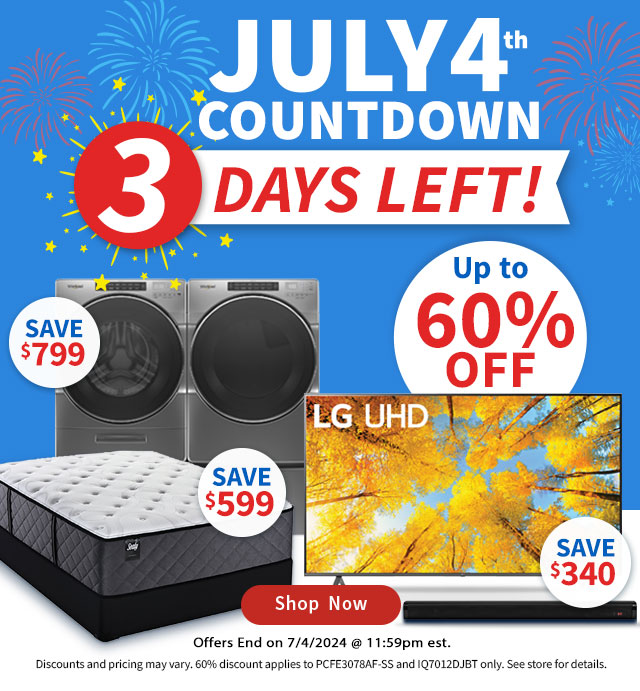 July 4th Countdown 3 Days Left! Up to 60% Off. Shop now