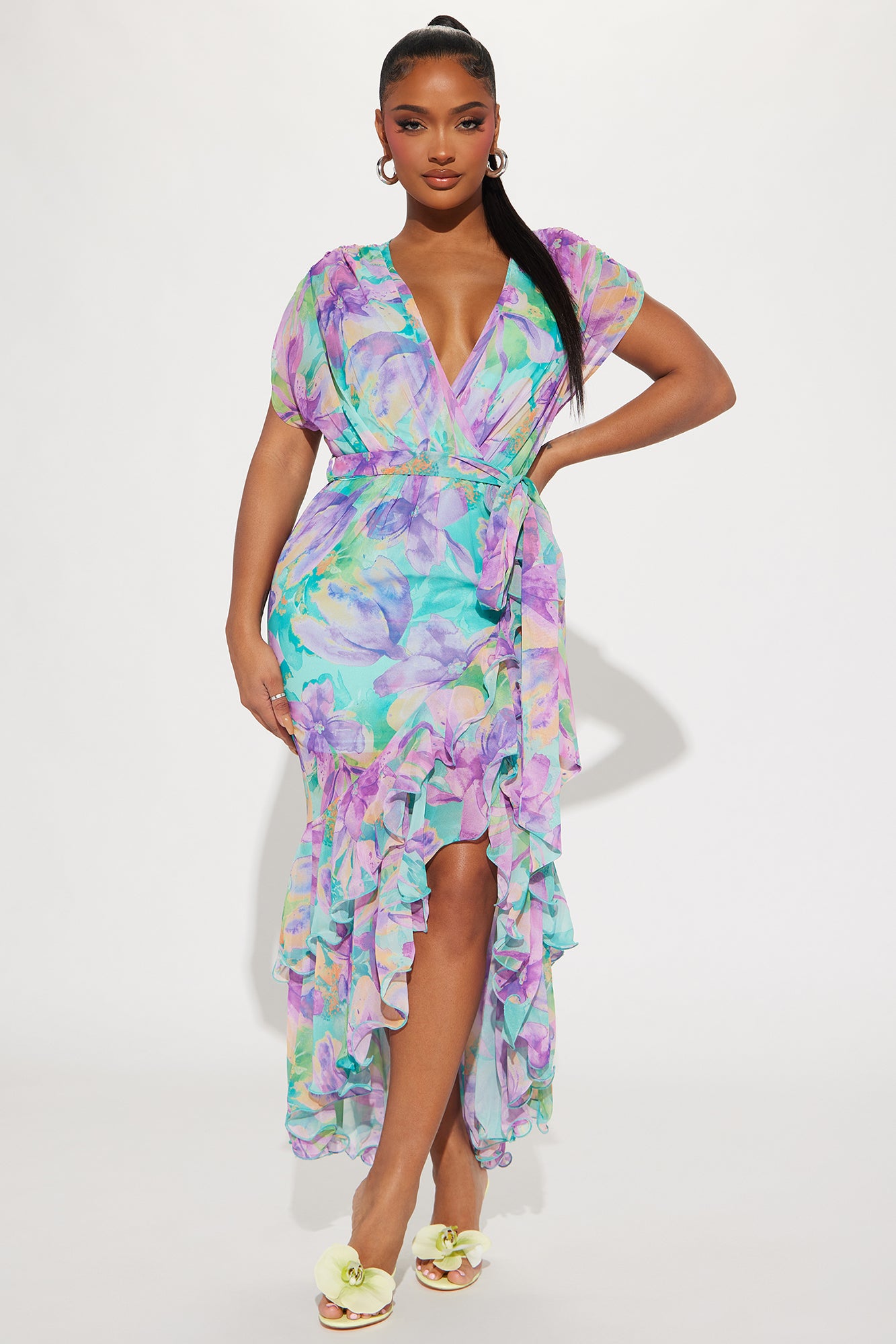 Image of The Villa Chiffon Maxi Dress - Purple/combo