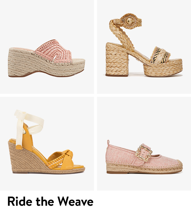 Espadrilles in a variety of styles and heel heights.