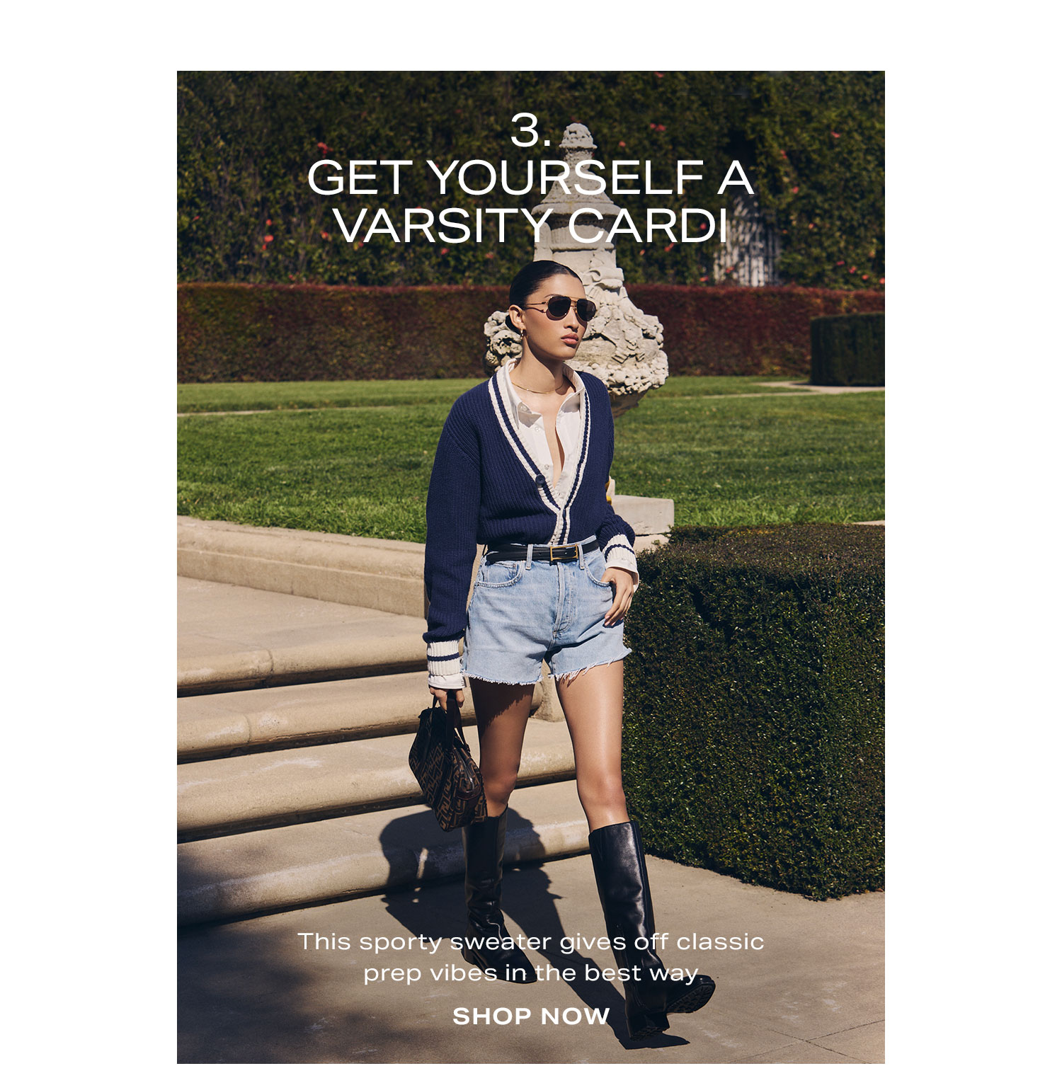 3. Get Yourself a Varsity Cardi. This sporty sweater gives off classic prep vibes in the best way. Shop now