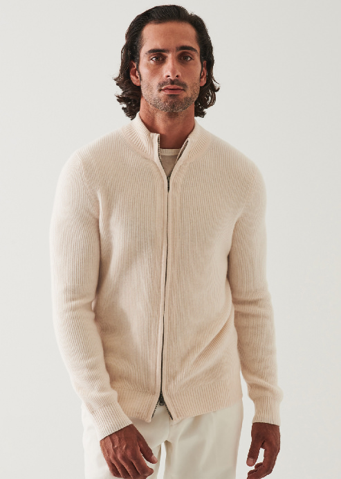 RIBBED CASHMERE FULL ZIP