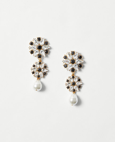 Crystal Flower Statement Drop Earrings