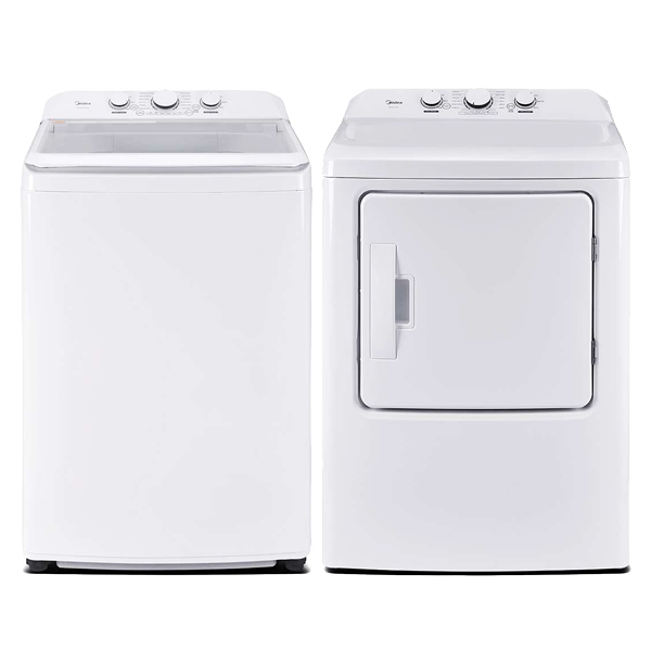 Midea 3.7 Cu. Ft. Top Load Washer with 6.7 Cu. Ft. Electric Dryer - White