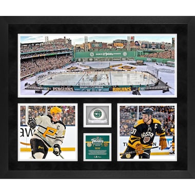 Pittsburgh Penguins vs. Boston Bruins 2023 Winter Classic Framed 20'' x 24'' 3-Photograph Collage with Game-Used Ice - Limited Edition of 500