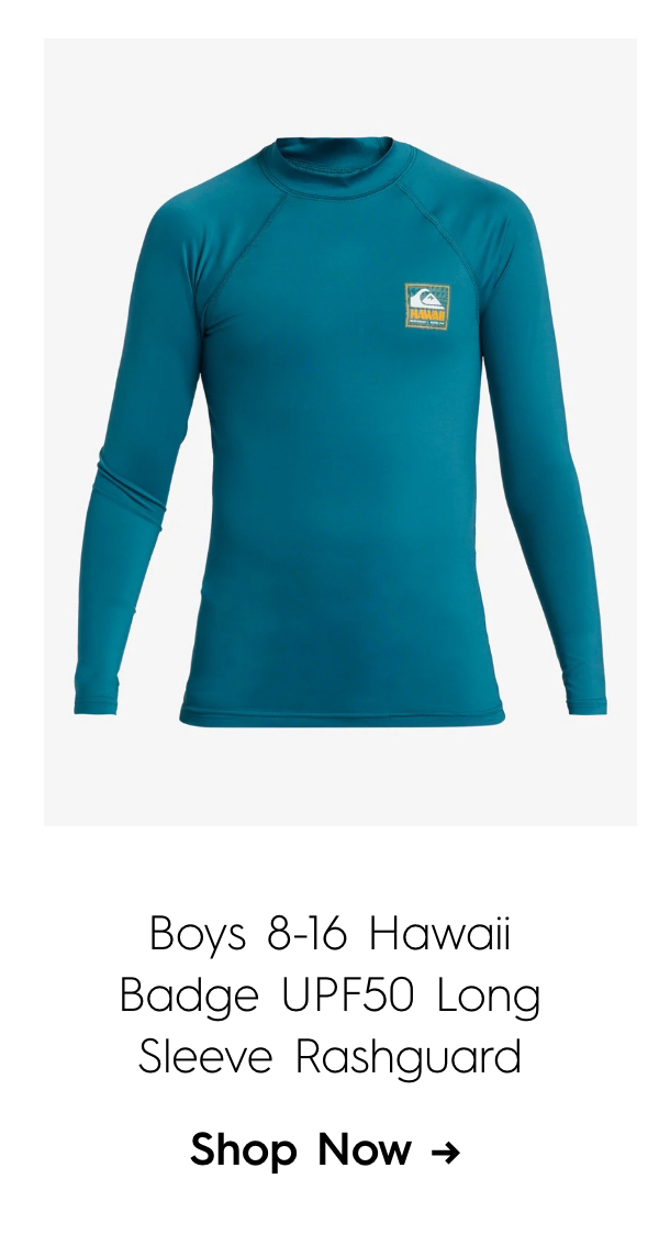 Boys 8-16 Hawaii Badge UPF50 Long Sleeve Rashguard