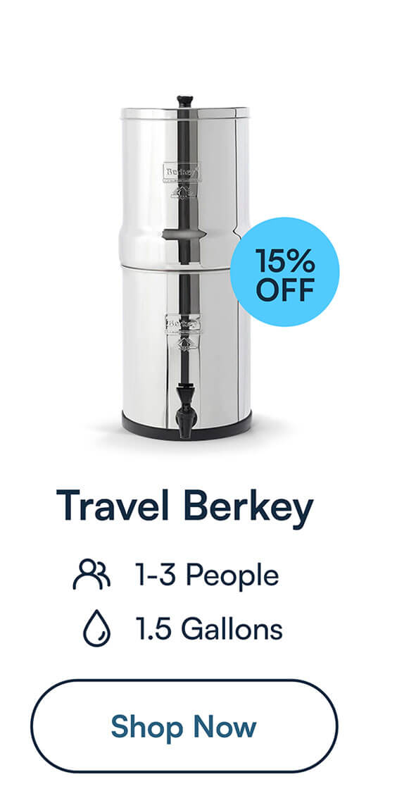 TRAVEL Berkey Water Filter System Includes 2 Black Berkey Filters