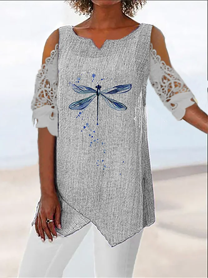 size V Neck Dragonfly Casual ...