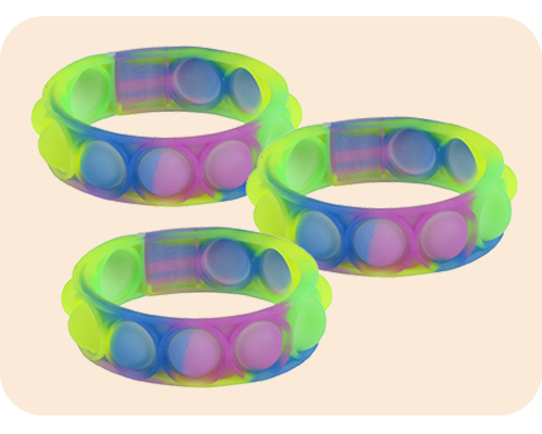 3 glow-in-the-dark push and pop bracelets